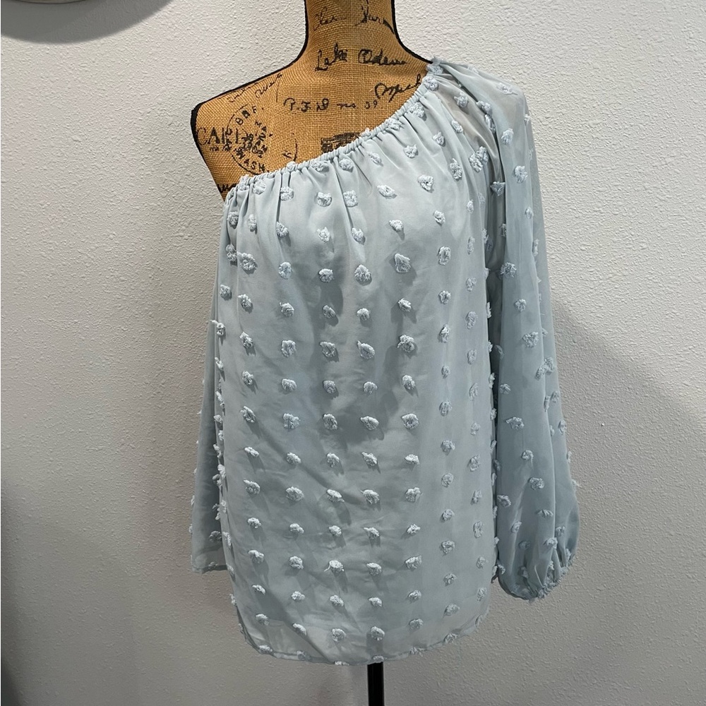 Baby blue one sleeve top